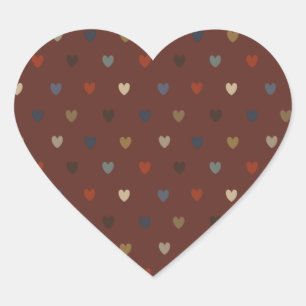 Polka Herzen auf kilim braun Herz-Aufkleber