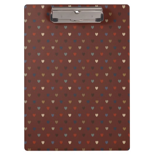 Polka Herzen auf kilim braun Klemmbrett (Vorderseite)
