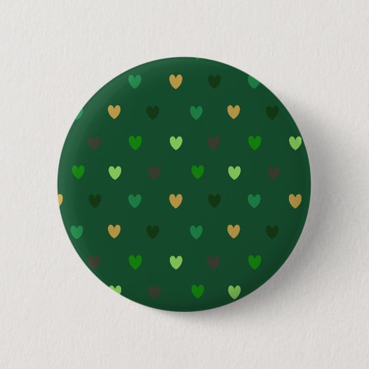 Polka Herzen auf Waldgrün Button (Vorderseite)