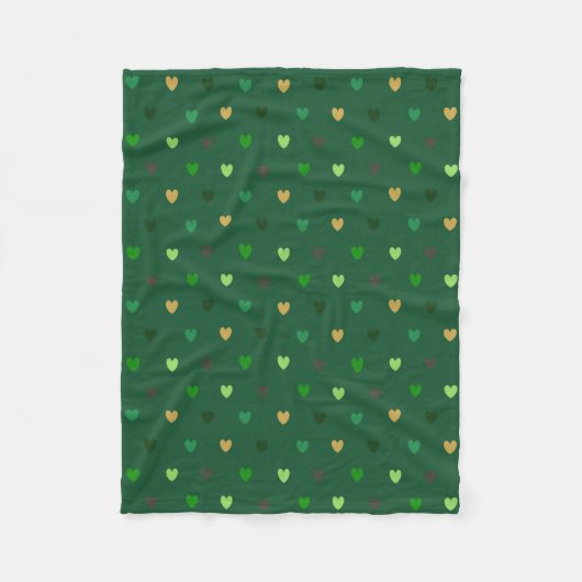 Polka Herzen auf Waldgrün Fleecedecke (Vorderseite)
