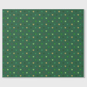 Polka Herzen auf Waldgrün Geschenkpapier (Flach)