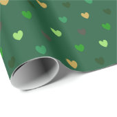 Polka Herzen auf Waldgrün Geschenkpapier (Rolleneckpunkt)