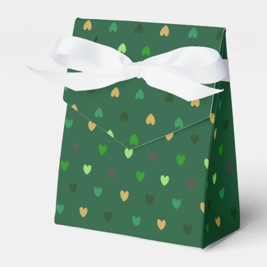 Polka Herzen auf Waldgrün Geschenkschachtel (Vorderseite)