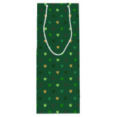 Polka Herzen auf Waldgrün Geschenktüte Für Weinflaschen (Rückseite)