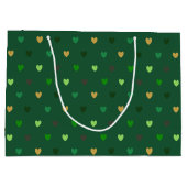 Polka Herzen auf Waldgrün Große Geschenktüte (Rückseite)