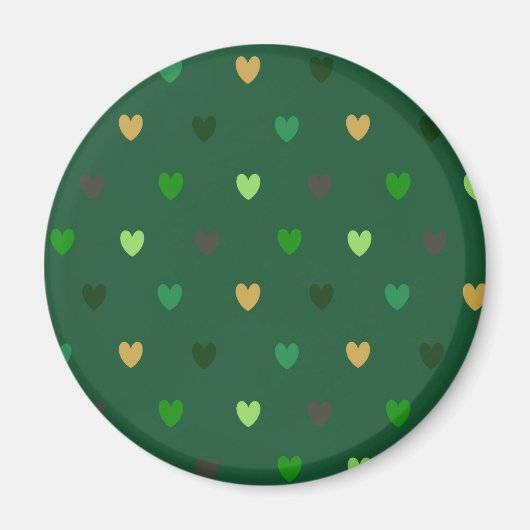 Polka Herzen auf Waldgrün Magnet (Vorne)