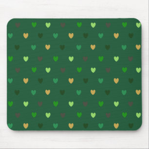 Polka-Herzen auf Waldgrün Mousepad