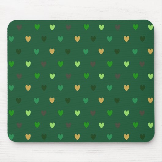 Polka Herzen auf Waldgrün Mousepad (Vorne)