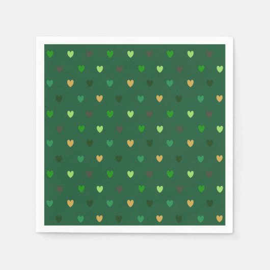 Polka Herzen auf Waldgrün Serviette (Vorderseite)