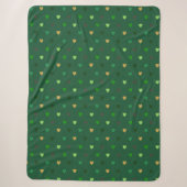 Polka Herzen auf Waldgrün Sherpadecke (Vorderseite)