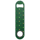 Polka Herzen auf Waldgrün Speed Flaschenöffner (Rückseite)