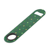 Polka Herzen auf Waldgrün Speed Flaschenöffner (Rückseite Schrägansicht)