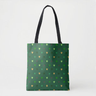 Polka Herzen auf Waldgrün Tasche