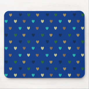 Polka-Herzen in Pfauenblau-Tönen Mousepad