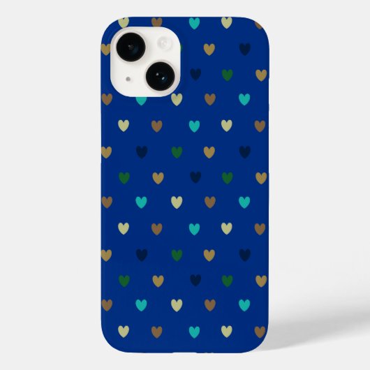 Polka Herzen in pfauenblauen Tönen Case-Mate iPhone Hülle (Rückseite)