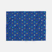 Polka Herzen in pfauenblauen Tönen Fleecedecke (Vorderseite (Horizontal))
