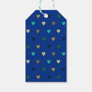 Polka Herzen in pfauenblauen Tönen Geschenkanhänger