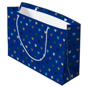 Polka Herzen in pfauenblauen Tönen Große Geschenktüte