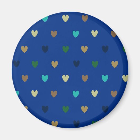 Polka Herzen in pfauenblauen Tönen Magnet (Vorne)