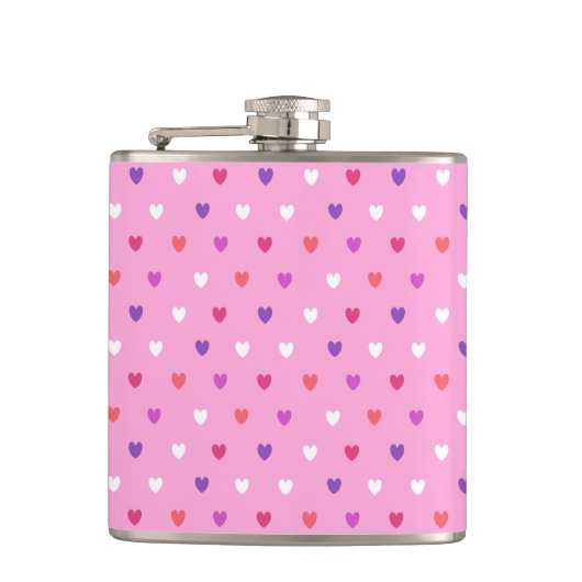 Polka-Herzen pink Flachmann (Vorderseite)