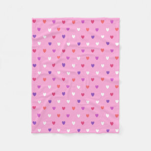 Polka-Herzen pink Fleecedecke