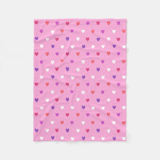 Polka-Herzen pink Fleecedecke (Vorderseite)
