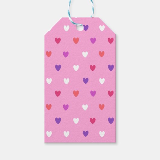 Polka-Herzen pink Geschenkanhänger (Vorderseite)