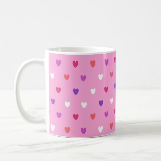 Polka-Herzen pink Kaffeetasse (Links)