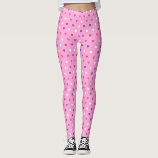Polka-Herzen pink Leggings (Vorderseite)