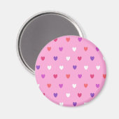 Polka-Herzen pink Magnet (Vorderseite/Rückseite)