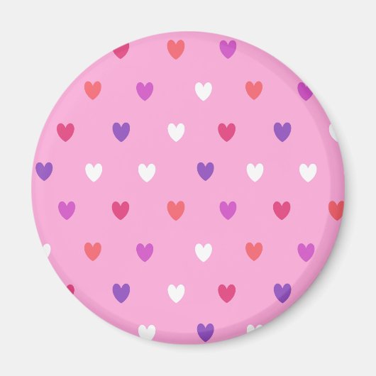 Polka-Herzen pink Magnet (Vorne)