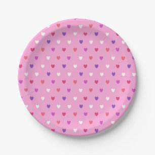 Polka-Herzen pink Pappteller