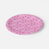 Polka-Herzen pink Pappteller (Schrägansicht)
