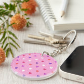 Polka-Herzen pink Schlüsselanhänger (Vorderseite rechts)
