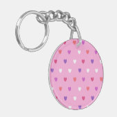 Polka-Herzen pink Schlüsselanhänger (Vorderseite links)