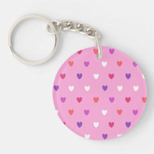 Polka-Herzen pink Schlüsselanhänger