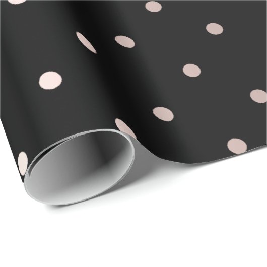 Polka Kleine Dosen Streifen Schwarz Pink Pulver Pa Geschenkpapier (Rolleneckpunkt)