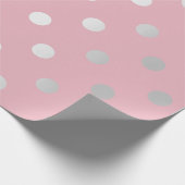 Polka Kleine Punkte Rosa Pulver Blush Silbergrau Geschenkpapier (Ecke)