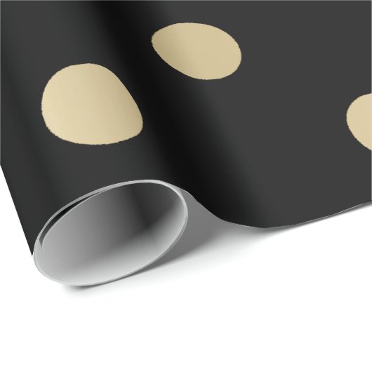 Polka Kleine Punkte Streifen schwarze Sepia Imitat Geschenkpapier (Rolleneckpunkt)
