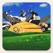 POLKA MACHT SONNE! RECHTECKIGER PAPPUNTERSETZER (Vorderseite)