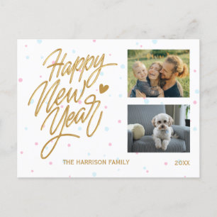 Polka macht zwei Fotos Neujahrskalligraphie Postkarte
