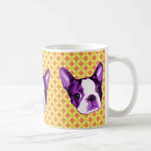 Polka-Punkt-Boston-Terrier-Welpen-Tasse Kaffeetasse (Rechts)