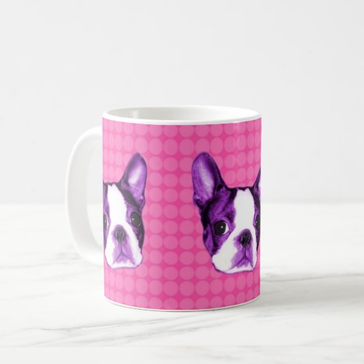 Polka-Punkt-Boston-Terrier-Welpen-Tasse Kaffeetasse (Vorderseite Links)