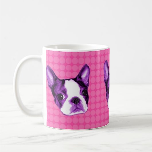 Polka-Punkt-Boston-Terrier-Welpen-Tasse Kaffeetasse (Links)