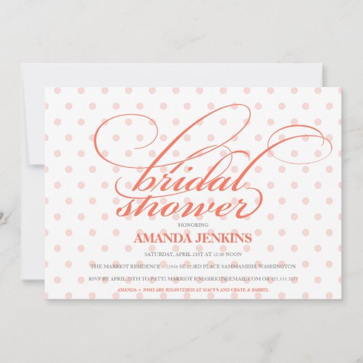 Polka-Punkt-Brautparty-Einladung Einladung (Vorderseite)