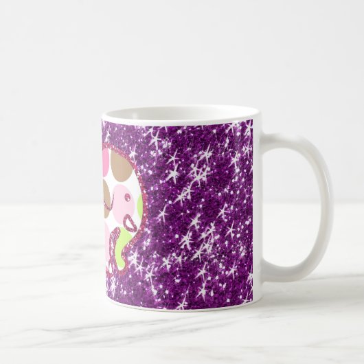 Polka-Punkt-Elefant-funkelnd lila Girly Geschenke Kaffeetasse (Rechts)