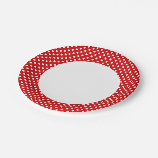 Polka-Punkt-Hintergrund Pappteller (Schrägansicht)