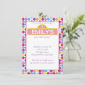 Polka-Punkt-Mädchen-Einladungs-buntes rosa Lila Einladung (Stehend Vorderseite)