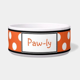 Polka-Punkt-orange personalisierte Hundeschüssel Napf