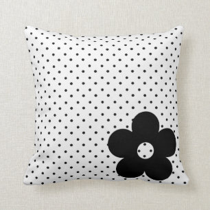 Polka-Punkt-Party-Blume in Schwarzweiss Kissen